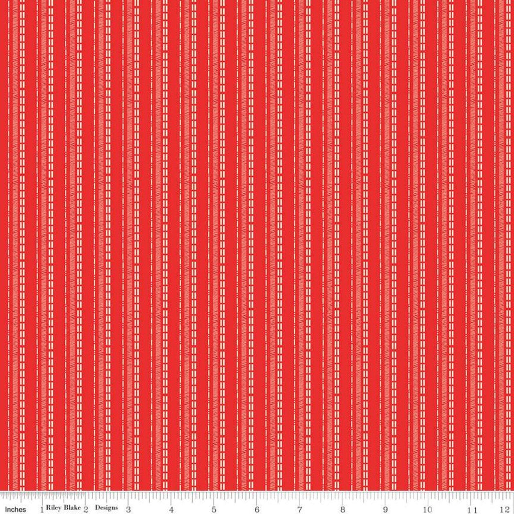 SALE Adel in Winter Stripe C12262 Red - Riley Blake Designs - Christmas Stripes Striped - Quilting Cotton Fabric