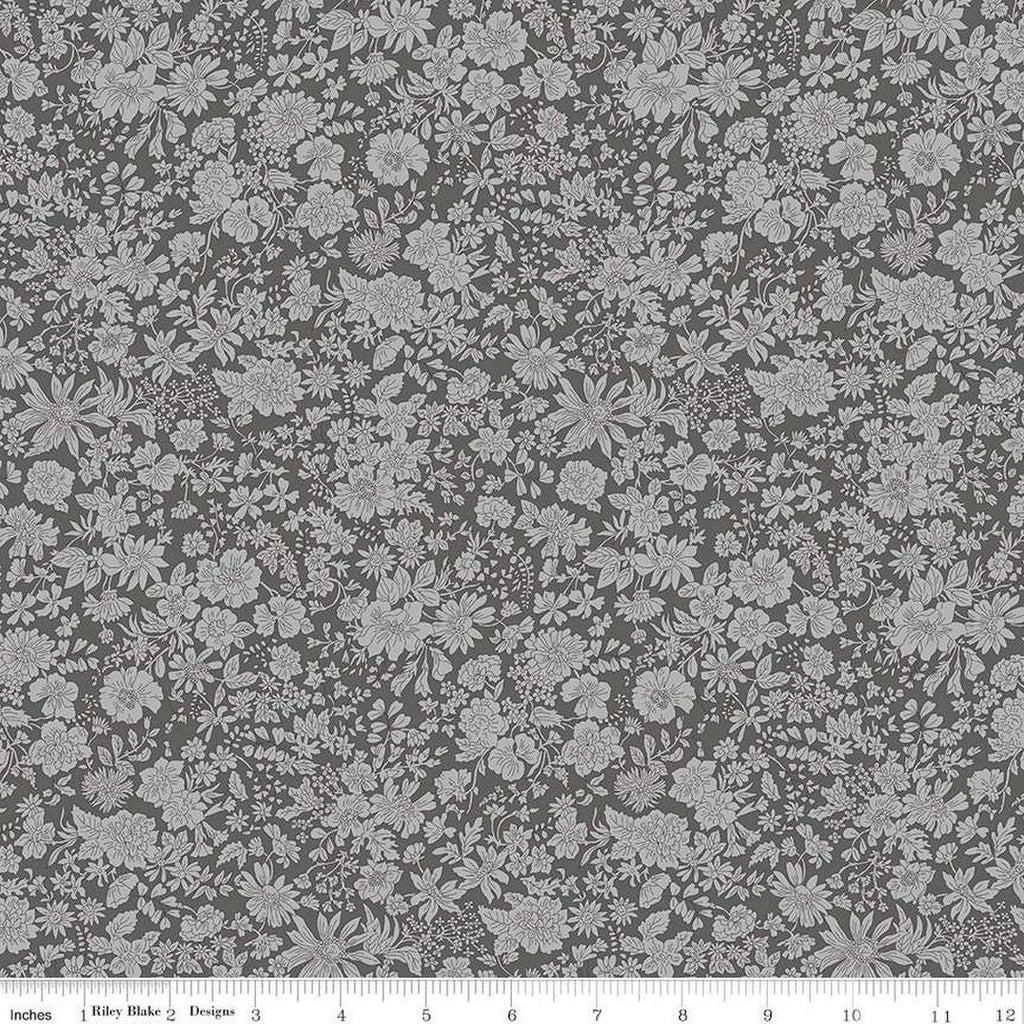 SALE Emily Belle Collection 01666430A Charcoal - Riley Blake Designs - Floral Flowers - Liberty Fabrics - Quilting Cotton Fabric