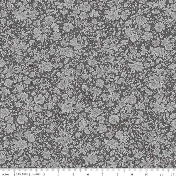 SALE Emily Belle Collection 01666430A Charcoal - Riley Blake Designs - Floral Flowers - Liberty Fabrics - Quilting Cotton Fabric