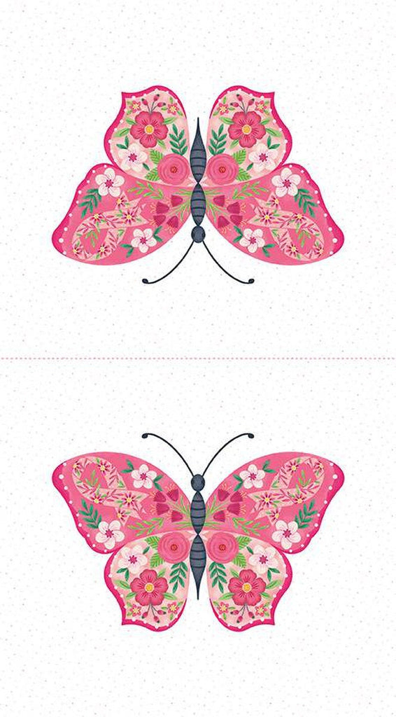 SALE Strength in Pink Butterfly Panel P12627 - Riley Blake Designs - Breast Cancer  - Quilting Cotton Fabric