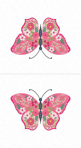 SALE Strength in Pink Butterfly Panel P12627 - Riley Blake Designs - Breast Cancer  - Quilting Cotton Fabric