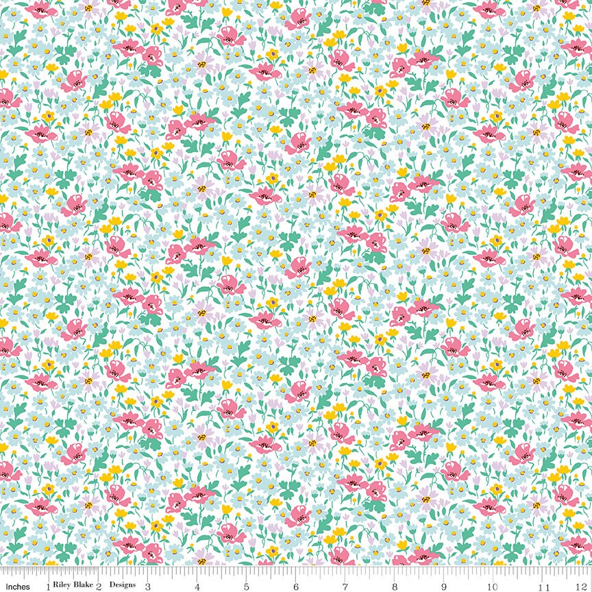 SALE Riviera Collection B Wildflower Poppy B 01666463B - Riley Blake Designs - Floral Flowers - Liberty Fabrics  - Quilting Cotton Fabric