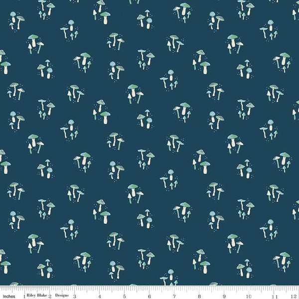 SALE Wildwood Wander Mushrooms C12433 Navy - by Riley Blake Designs - Quilting Cotton Fabric