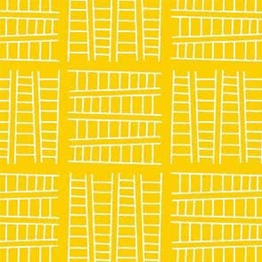 SALE Ladder Co. 1 Tall Ladder Yellow by Michael Miller Fabrics - Ladder Company One Ladders Geometric Children's - Quilting Cotton Fabric