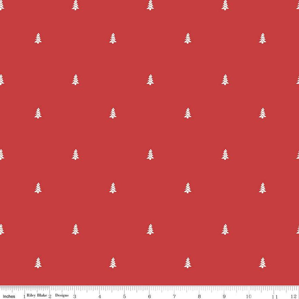 SALE Love You S'more Trees C12146 Red by Riley Blake Designs - Camp Camping White Pines Pine Tree - Quilting Cotton Fabric