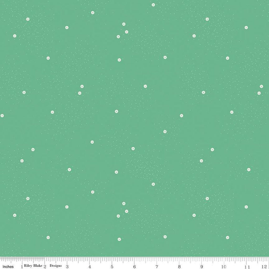 SALE Dainty Daisy C665 Alpine - Riley Blake Designs - White Daisies Floral Flowers Pin Dots - Quilting Cotton Fabric