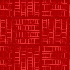 SALE Ladder Co. 1 Tall Ladder Red by Michael Miller Fabrics - Ladder Company One Ladders Geometric Children's - Quilting Cotton Fabric