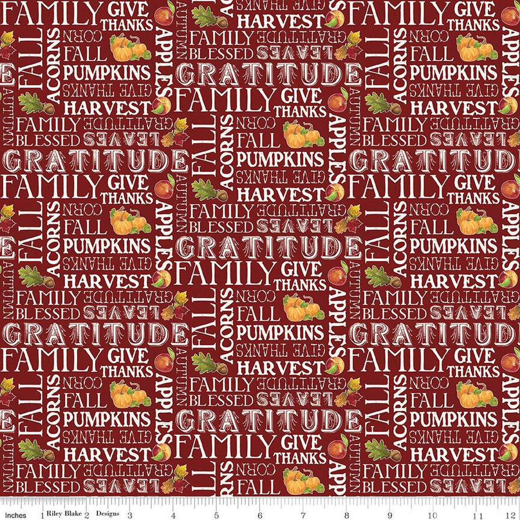 SALE Monthly Placemats November Text C12421 Barn Red by Riley Blake Designs - Autumn Fall Thanksgiving - Quilting Cotton Fabric