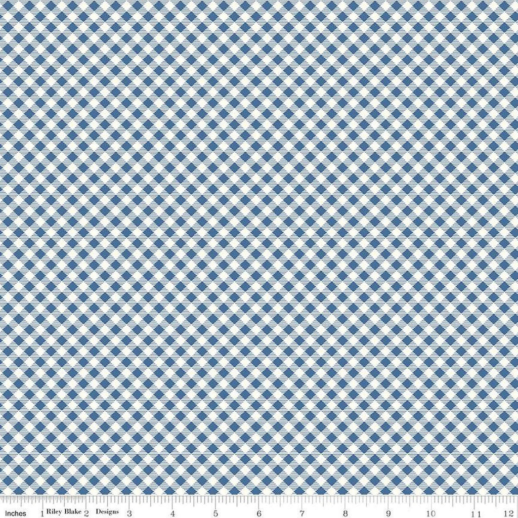 SALE Bee Ginghams Carolyn C12551 Denim - Riley Blake Designs - 3/16" Diagonal Plaid Checks - Lori Holt - Quilting Cotton Fabric
