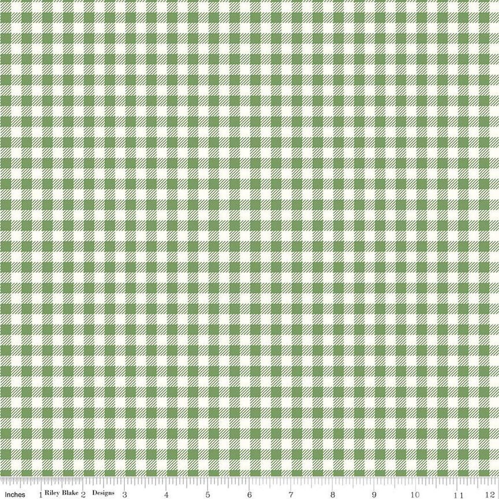 SALE Bee Ginghams ReNae C12552 Basil - Riley Blake Designs - 1/4" PRINTED Gingham Plaid Check - Lori Holt - Quilting Cotton Fabric
