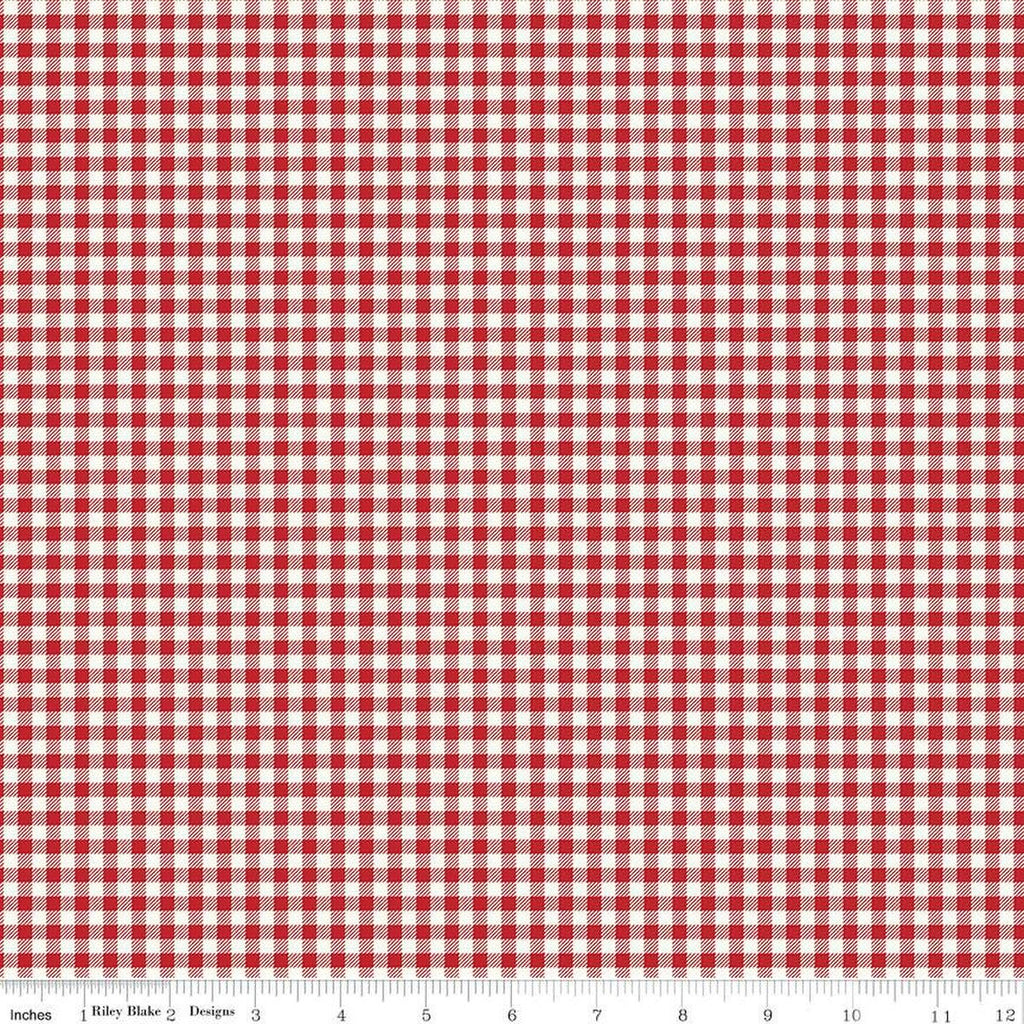 SALE Bee Ginghams Tina C12553 Schoolhouse Red - Riley Blake Designs - 3/16" PRINTED Gingham Plaid Check - Lori Holt - Quilting Cotton Fabric