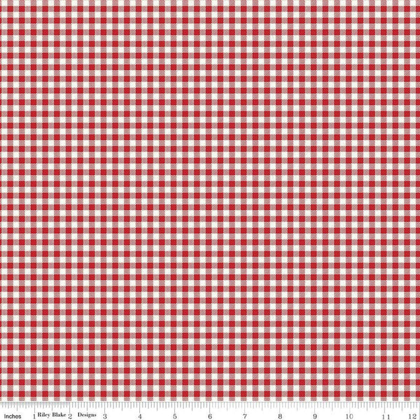 SALE Bee Ginghams Tina C12553 Schoolhouse Red - Riley Blake Designs - 3/16" PRINTED Gingham Plaid Check - Lori Holt - Quilting Cotton Fabric