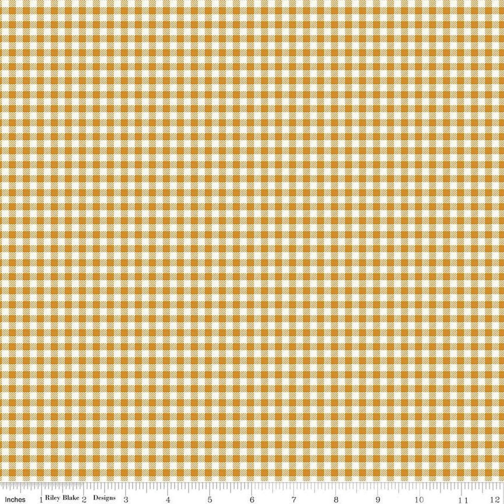SALE Bee Ginghams Tina C12553 Butterscotch - Riley Blake Designs - 3/16" PRINTED Gingham Plaid Check - Lori Holt - Quilting Cotton Fabric