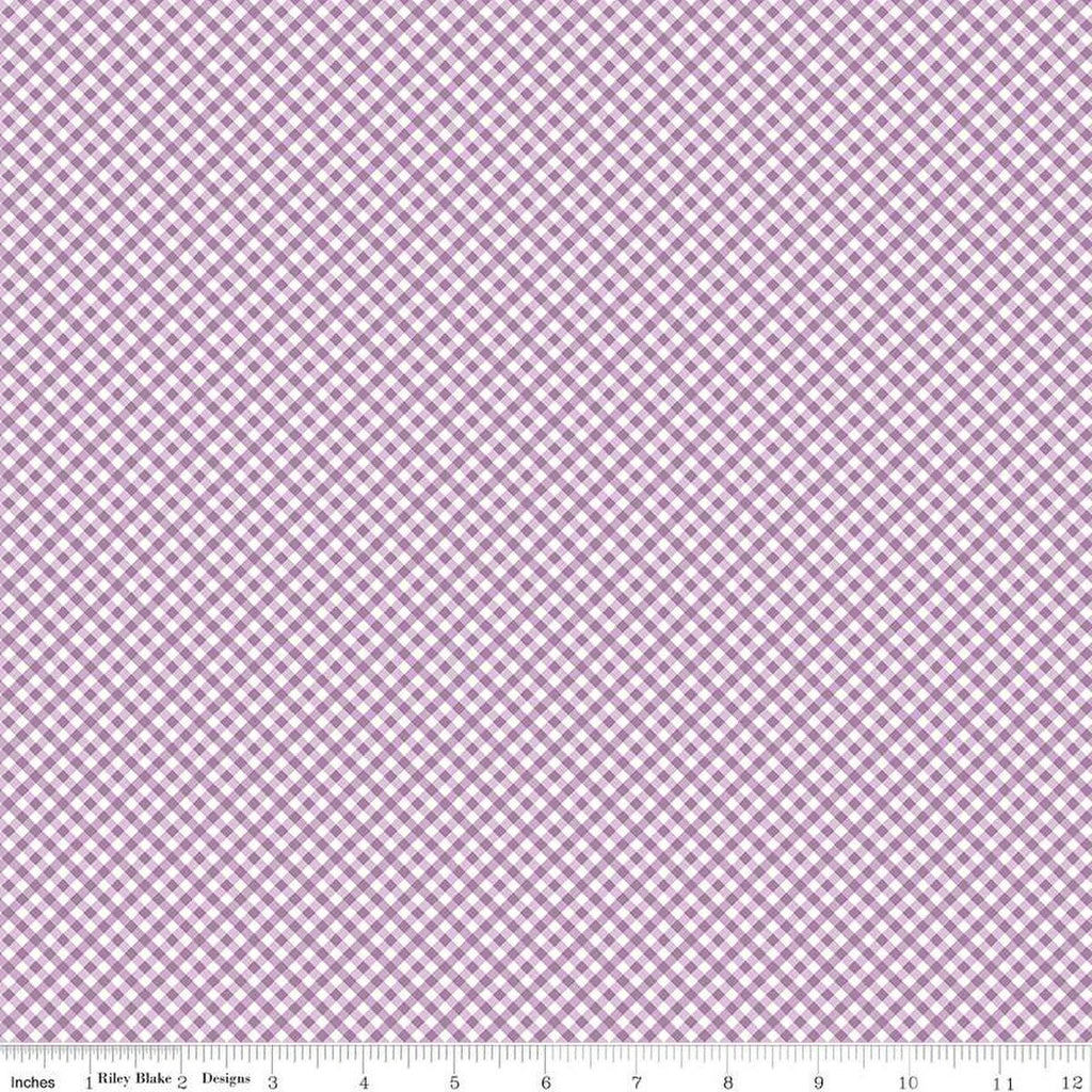 SALE Bee Ginghams Rebecca C12555 Plum - Riley Blake Designs - 1/8" PRINTED Gingham Diagonal Plaid Check - Lori Holt - Quilting Cotton Fabric
