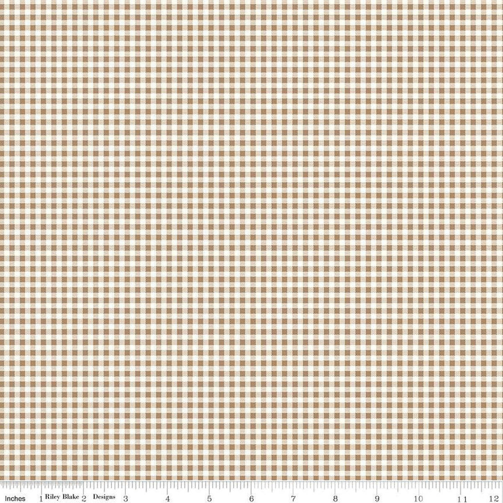 SALE Bee Ginghams Jennifer C12559 Brown Sugar - Riley Blake - 1/4" PRINTED Gingham Dotted Square - Lori Holt - Quilting Cotton Fabric