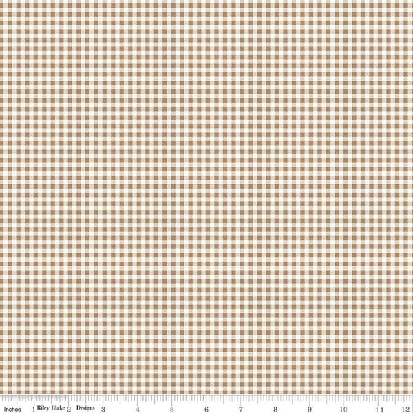 SALE Bee Ginghams Jennifer C12559 Brown Sugar - Riley Blake - 1/4" PRINTED Gingham Dotted Square - Lori Holt - Quilting Cotton Fabric