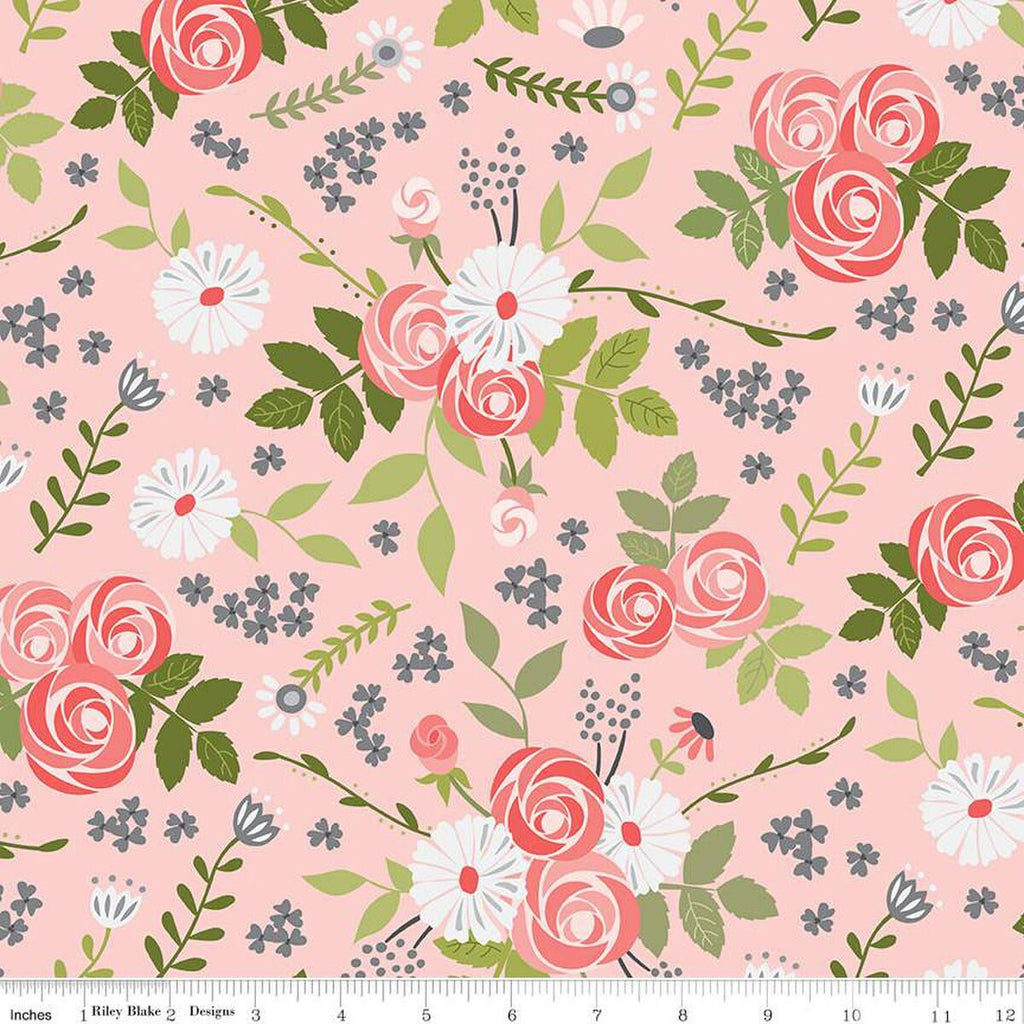 SALE Fable Main C12710 Blush - Riley Blake Designs - Floral Flowers - Quilting Cotton Fabric