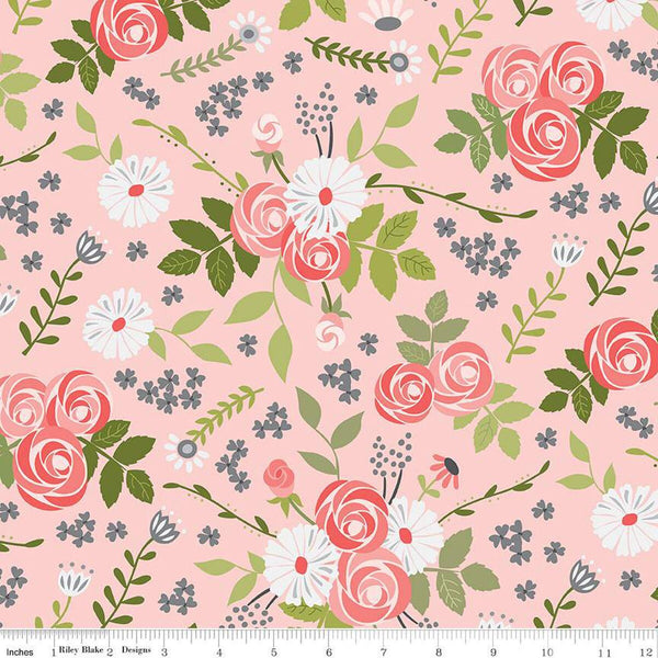 SALE Fable Main C12710 Blush - Riley Blake Designs - Floral Flowers - Quilting Cotton Fabric