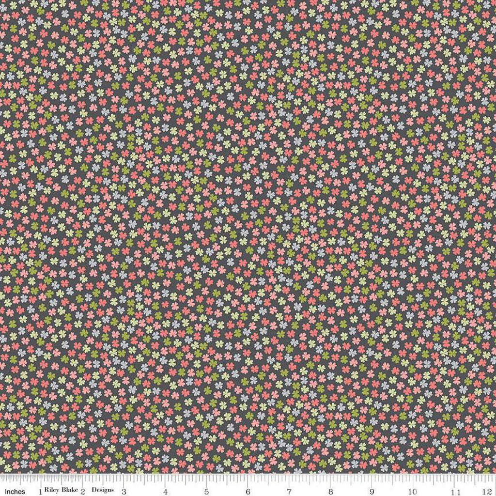 SALE Fable Tiny Blooms C12716 Charcoal - Riley Blake Designs - Floral Flowers - Quilting Cotton Fabric