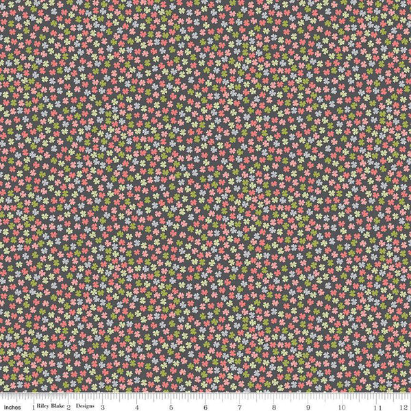 SALE Fable Tiny Blooms C12716 Charcoal - Riley Blake Designs - Floral Flowers - Quilting Cotton Fabric