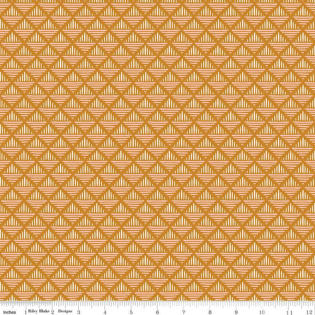 CLEARANCE Maple Geo C12475 Gold - Riley Blake Designs - Geometric Diagonal Squares - Quilting Cotton Fabric