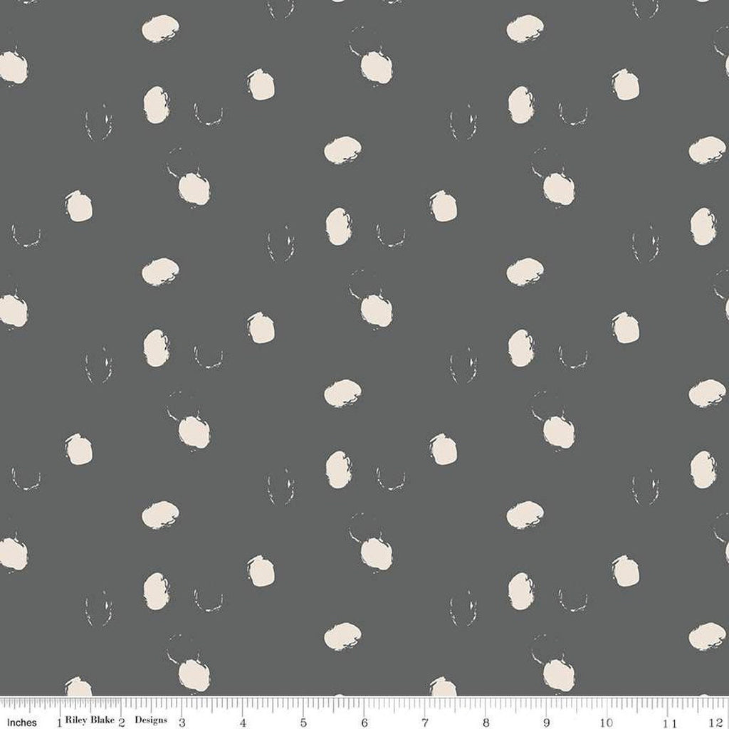 CLEARANCE Forgotten Memories Dot C12753 Charcoal - Riley Blake Designs - Puffy Outlined Dots Dotted - Quilting Cotton Fabric