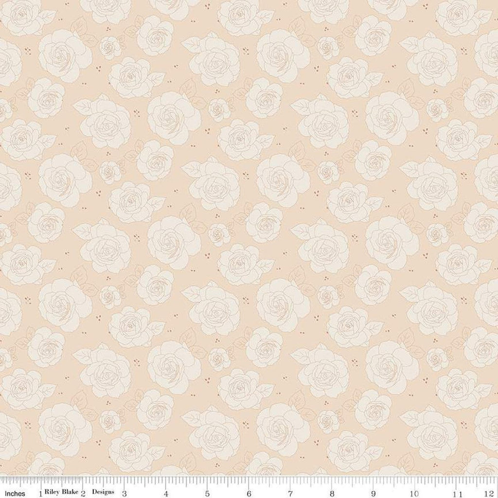 CLEARANCE Forgotten Memories Floral C12754 Blush - Riley Blake Designs - Line-Drawn Roses Flowers - Quilting Cotton Fabric