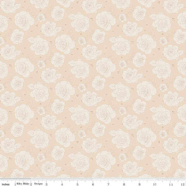 CLEARANCE Forgotten Memories Floral C12754 Blush - Riley Blake Designs - Line-Drawn Roses Flowers - Quilting Cotton Fabric
