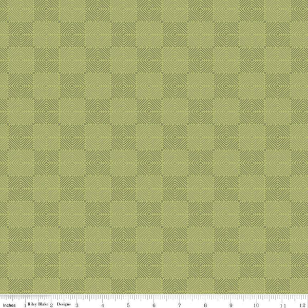 SALE Fable Tile  C12717 Olive - Riley Blake Designs - Checkerboard Checks Check Geometric - Quilting Cotton Fabric