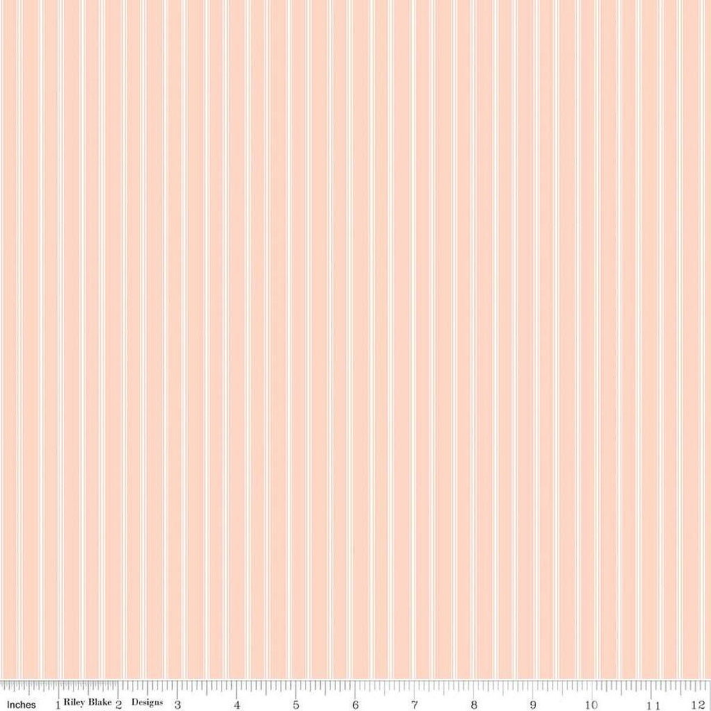 SALE With a Flourish Stripe C12735 Blush - Riley Blake Designs - Blush Cream Ticking Stripes Striped - Quilting Cotton Fabric