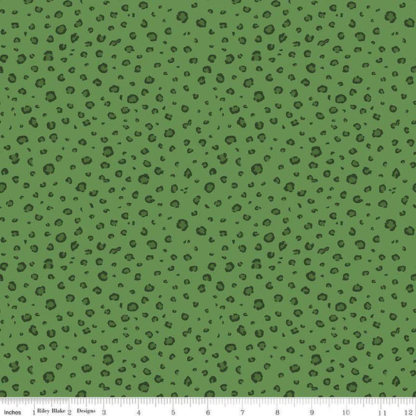 SALE Leafy Keen Spots C12644 Clover - Riley Blake Designs - Leopard Spots Animal Print - Quilting Cotton Fabric