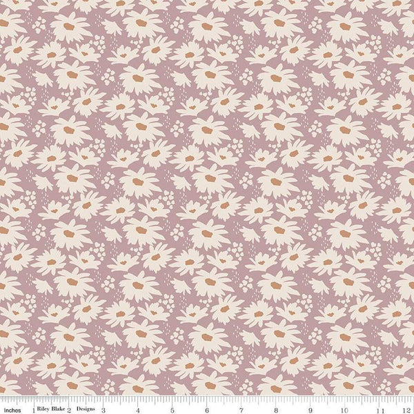 SALE Forgotten Memories Daisy C12751 Amethyst - Riley Blake Designs - White Daisies Floral Flowers - Quilting Cotton Fabric
