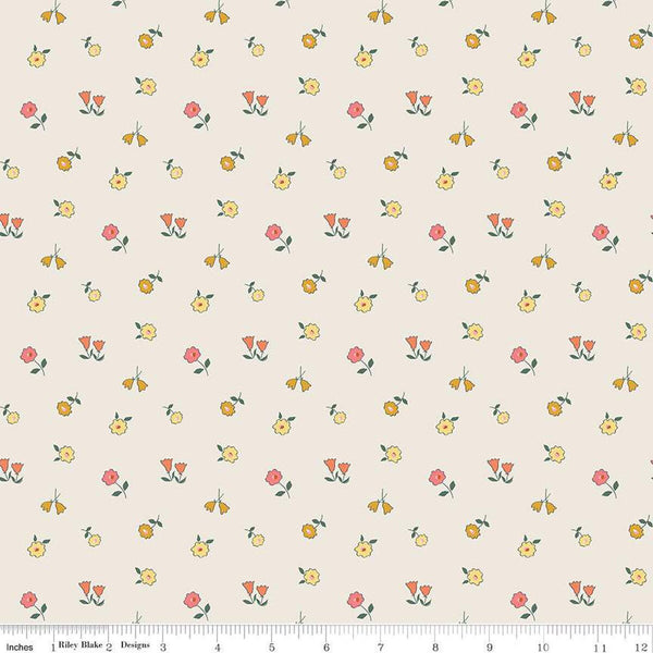 SALE Forgotten Memories Blossom C12752 Off White - Riley Blake Designs - Floral Flowers - Quilting Cotton Fabric