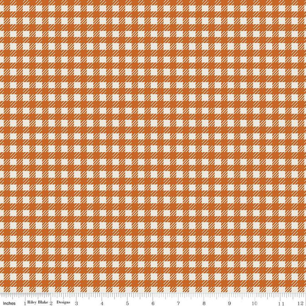 SALE Forgotten Memories PRINTED Gingham C12755 Autumn - Riley Blake Designs - Checks Off White Orange - Quilting Cotton Fabric