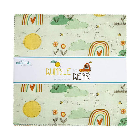 Bumble and Bear Layer Cake 10" Stacker Bundle - Riley Blake Designs - 42 piece Precut Pre cut - Children's - Quilting Cotton Fabric