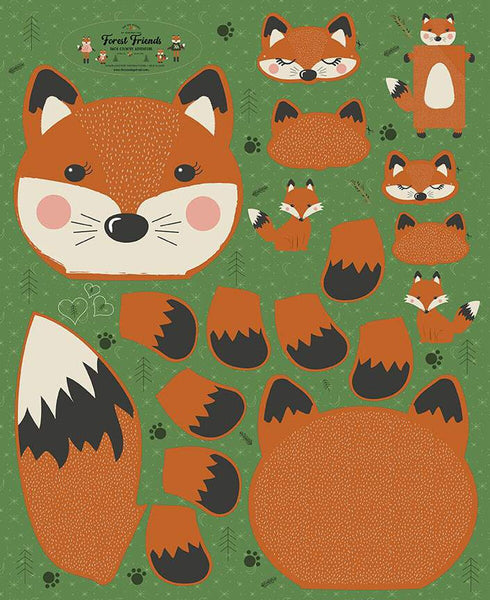 SALE Forest Friends Child Sleeping Bag Panel PD12697 Woodland by Riley Blake Designs - DIGITALLY PRINTED Fox - Quilting Cotton Fabric