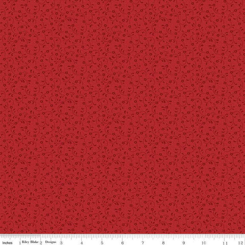11" end of bolt - Floret C675 Red - Riley Blake Designs - Flowers Floral Tone-on-Tone - Quilting Cotton Fabric
