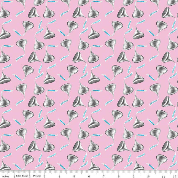 SALE Celebrate with Hershey Valentine's Day Kisses Toss C12803 Pink - Riley Blake Designs - Hershey's Chocolate - Quilting Cotton Fabric