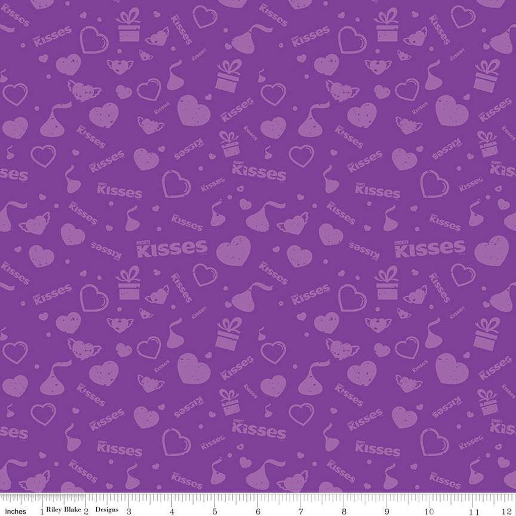 22" end of bolt - CLEARANCE Celebrate with Hershey Valentine's Day Tonal C12804 Purple - Riley Blake  - Kisses - Quilting Cotton