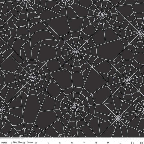 3 Yard Cut - Bad to the Bone Spiderwebs WIDE BACK WB12382 Black - Riley Blake - 107/108" Wide - Halloween Webs - Quilting Cotton Fabric