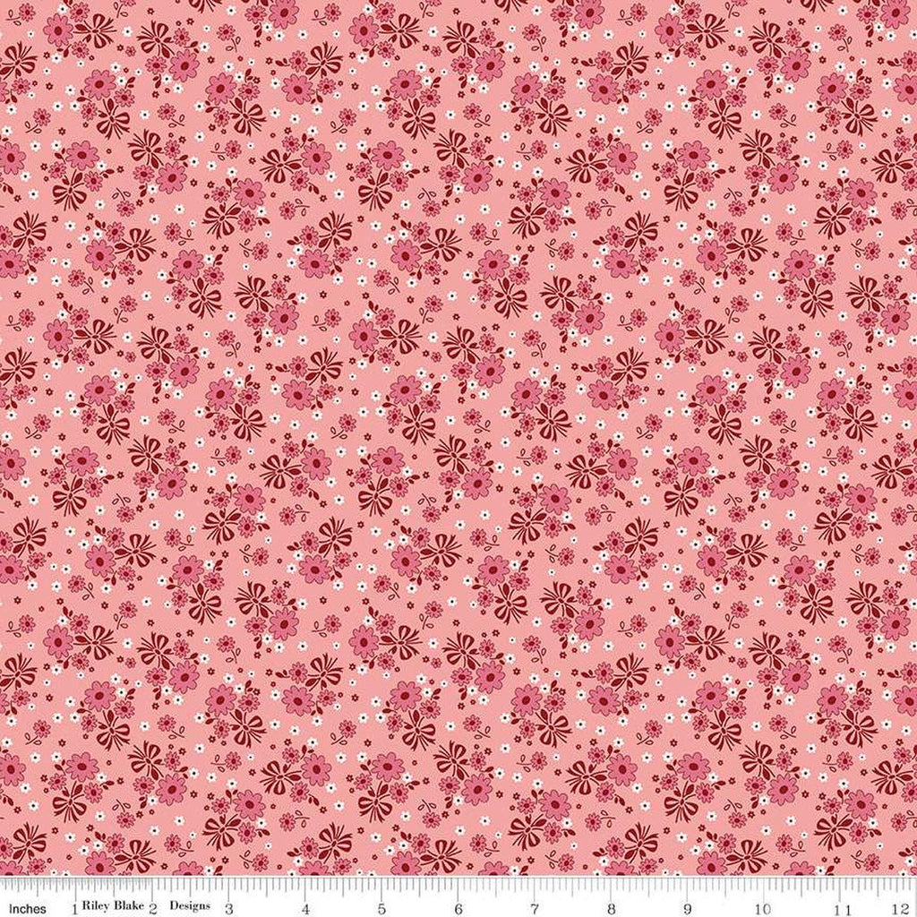 SALE Calico Bouquet C12840 Heirloom Coral - Riley Blake Designs - Lori Holt - Floral Flowers - Quilting Cotton Fabric