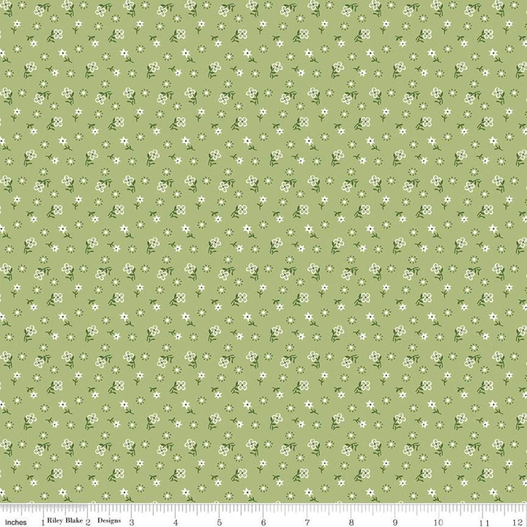 SALE Calico Meadow C12843 Lettuce - Riley Blake Designs - Lori Holt - Floral Flowers - Quilting Cotton Fabric