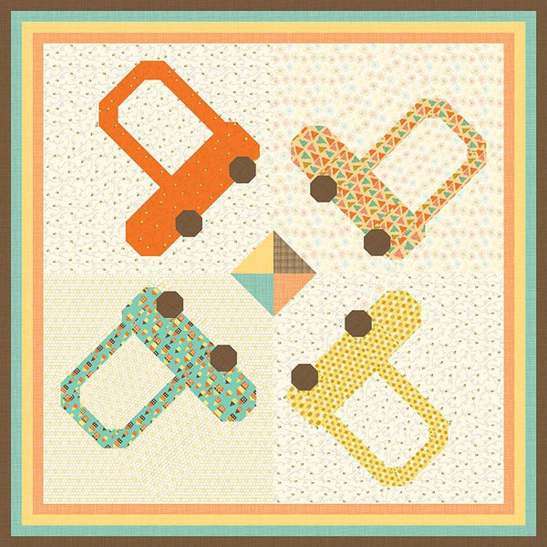 SALE Sandy Gervais Round 'n Round Quilt PATTERN P157 - Riley Blake Designs - INSTRUCTIONS Only - Four Pieced Car Blocks