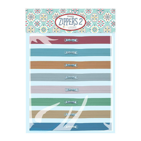 SALE Lori Holt Happy Zippers 2 ST-28239 - Riley Blake Designs - Package of 8 Assorted Colors