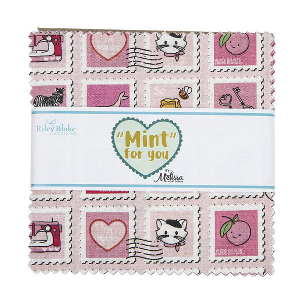 SALE Mint for You Charm Pack 5" Stacker Bundle - Riley Blake Designs - 42 piece Precut Pre cut - Valentine's - Quilting Cotton Fabric