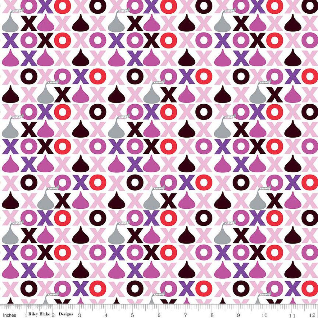 SALE Celebrate with Hershey Valentine's Day Hugs and Kisses SC12802 White SPARKLE - Riley Blake Designs - Silver SPARKLE - Quilting Cotton