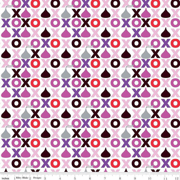 SALE Celebrate with Hershey Valentine's Day Hugs and Kisses SC12802 White SPARKLE - Riley Blake Designs - Silver SPARKLE - Quilting Cotton