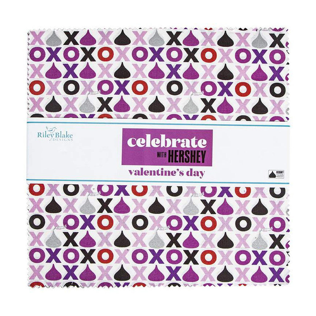 SALE Celebrate with Hershey Valentine's Day Layer Cake 10" Stacker Bundle - Riley Blake - 42 piece Precut Pre cut - Quilting Cotton Fabric