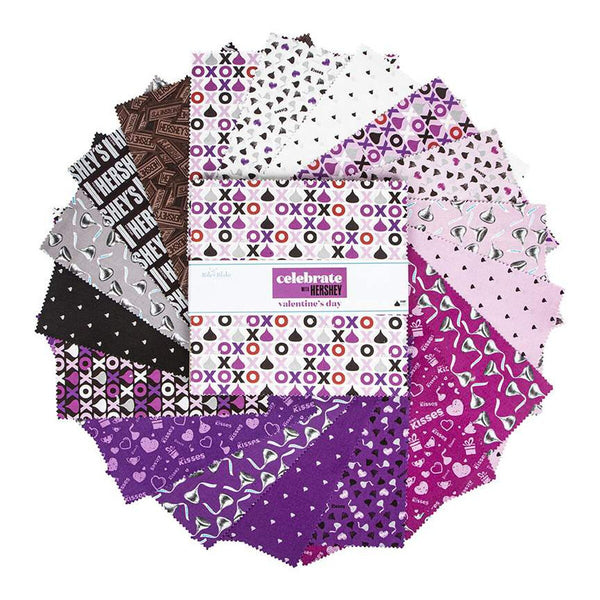 SALE Celebrate with Hershey Valentine's Day Layer Cake 10" Stacker Bundle - Riley Blake - 42 piece Precut Pre cut - Quilting Cotton Fabric
