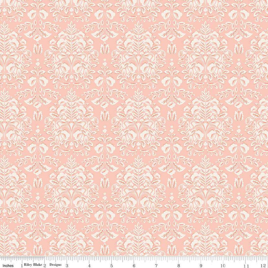 SUPER DEAL BTY! Ciao Bella Damask C12772 Blush by Riley Blake - Leaf Leaves - Quilting Cotton Fabric